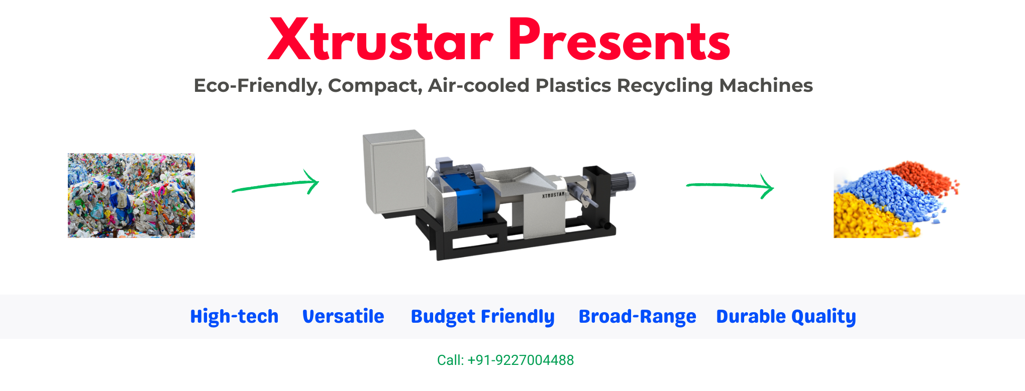 Air-cooled eco friendly plastics recycling compact machine manufacturer